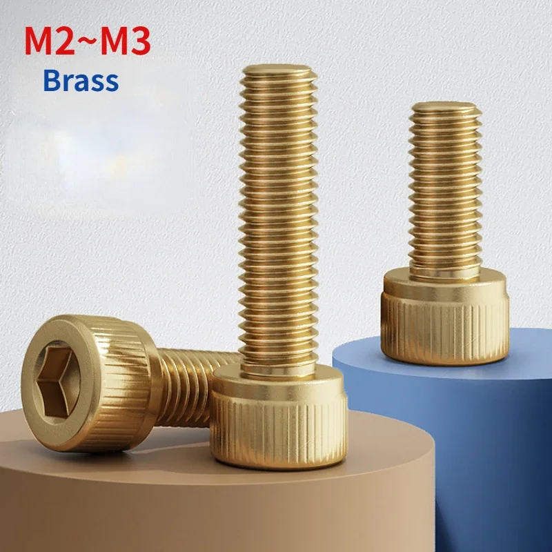 20/50/100Pcs Pure Brass Hex Socket Cap Head Screws M2 M2.5 M3 Allen Key Head Bolt