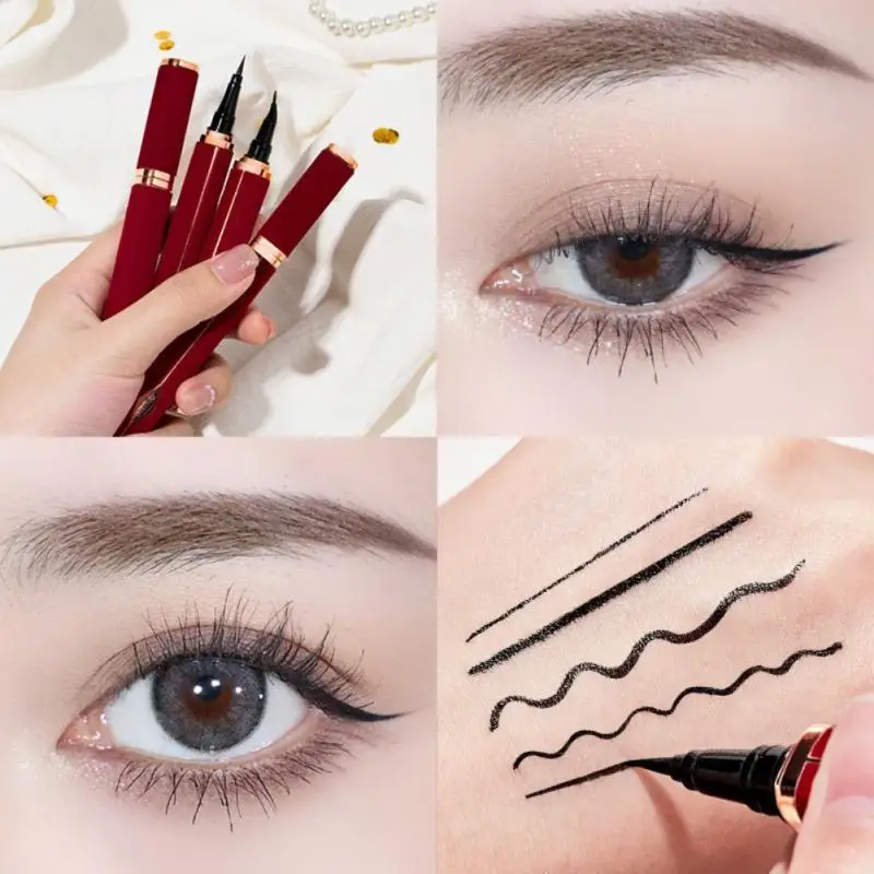 Nieuwe Anti-Vervuiling Eyeliner Pen Duurzame Ultra-Fijne Eyeliner Pen Gemakkelijk Te Controleren Hoge Kosten Prestatie Rode Fluwelen Vloeibare Voering