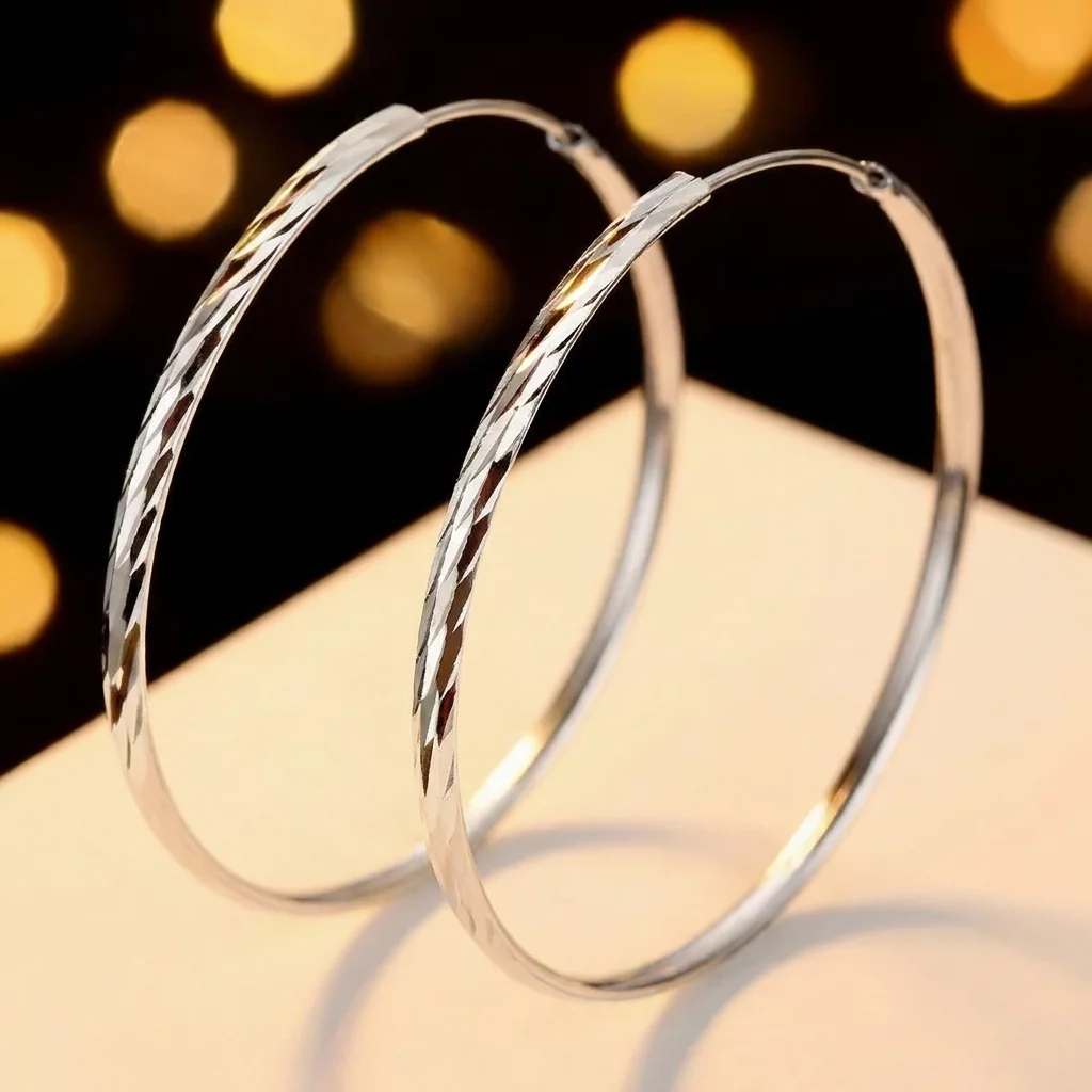SOMILIA 925 Minimalist Fashion Sterling silver Earrings Round Earrings for Women Large Circle Piercing  Hoop Earring Dropship