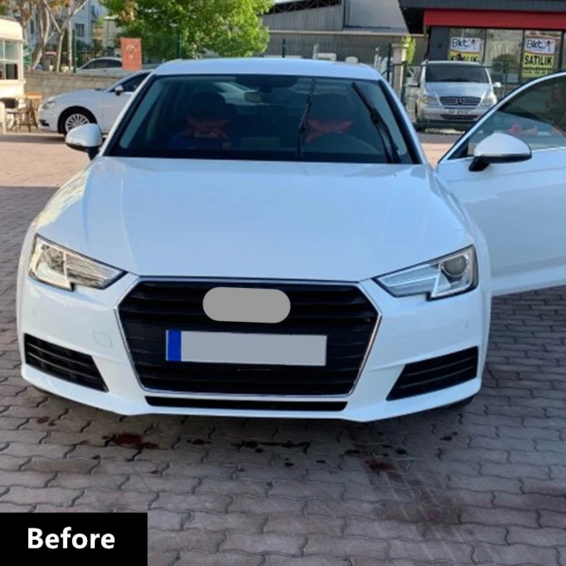 Stainless Steel Car Styling Front Grille Grid Decoration Cover Trim Grill Strips For Audi A4 B9 2017-2019 13pcs Exterior Molding
