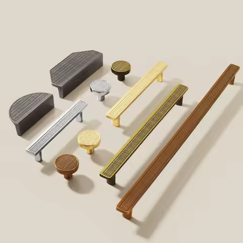 High-end Grid Semicircle Kitchen Accessories Wardrobe Closet Door Pulls Drawer Knobs Furniture Handle Cabinet Knobs And Handles
