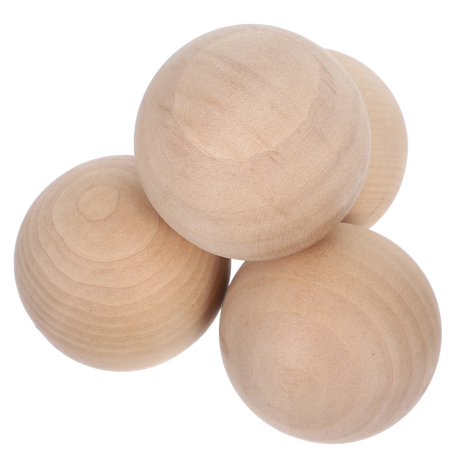 4pcs Wooden Balls Round Craft Spheres Natural Solid Structure Smooth Unfinished Teaching Models Diy Painting Projects