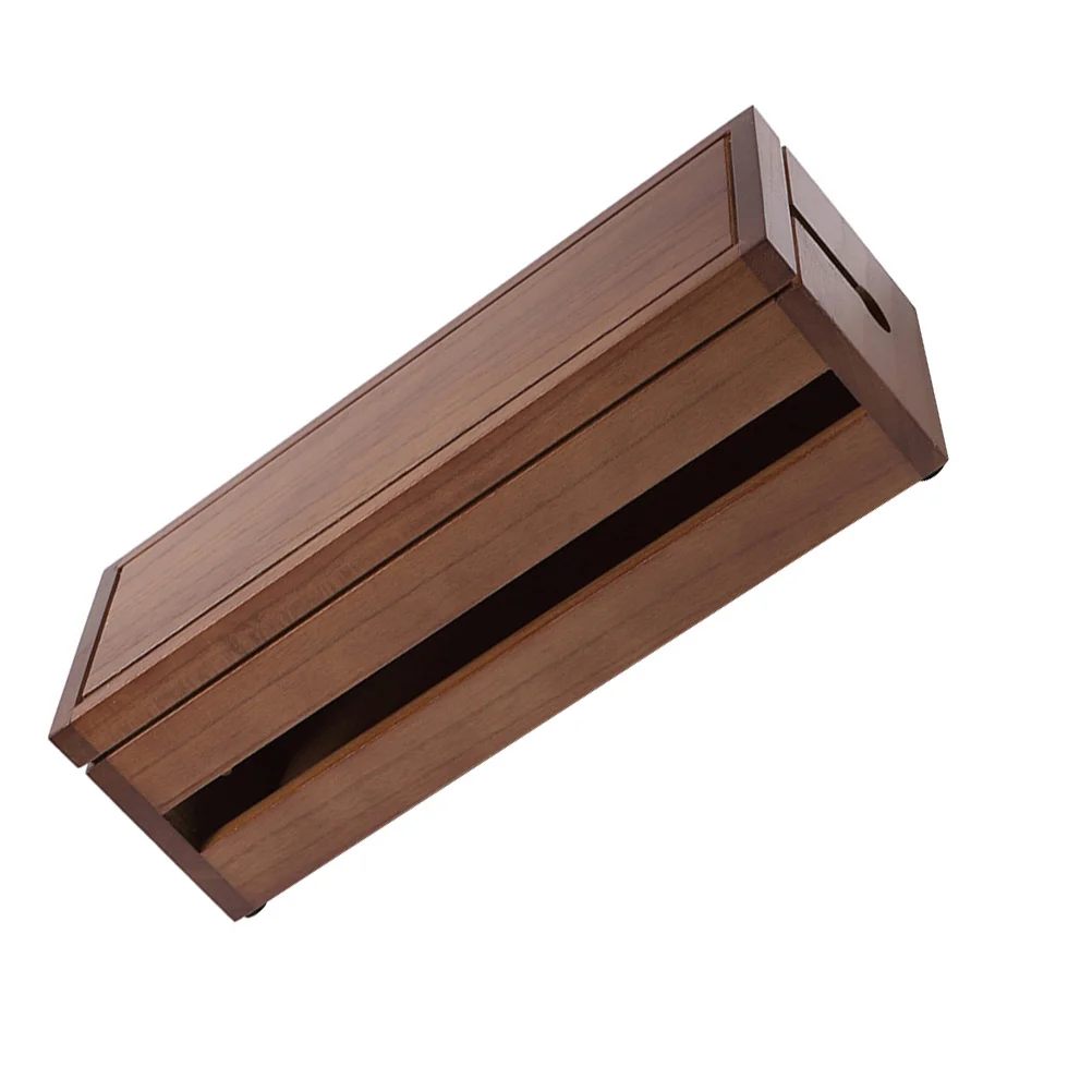 

Solid Wood Cable Storage Box Coffee Color Large Size Wire Organizer with Detachable Cover for Cables Power Strips Adapters
