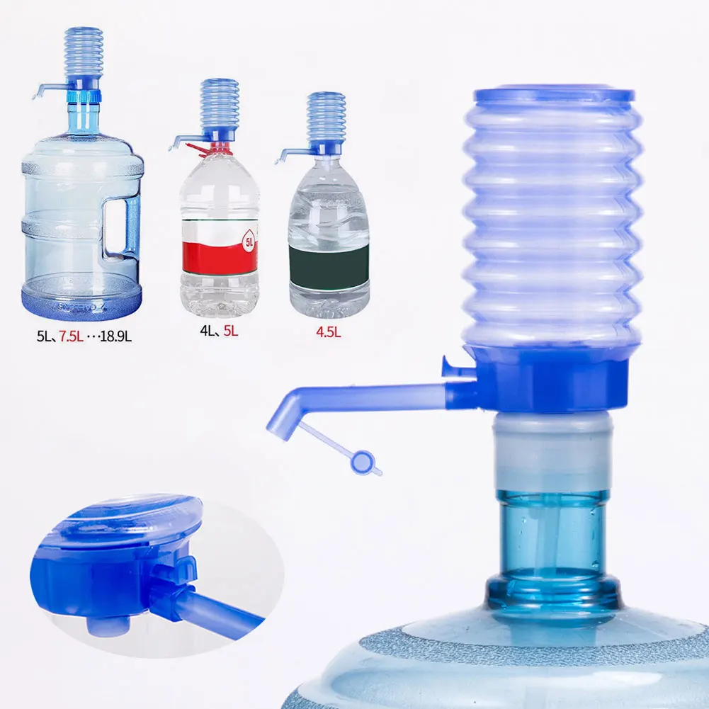 Water Bottles Pump Manual Hand Pressure Drinking Fountain Pressure Pump Water Press Pumps with an Extra Short Tube Food Grade