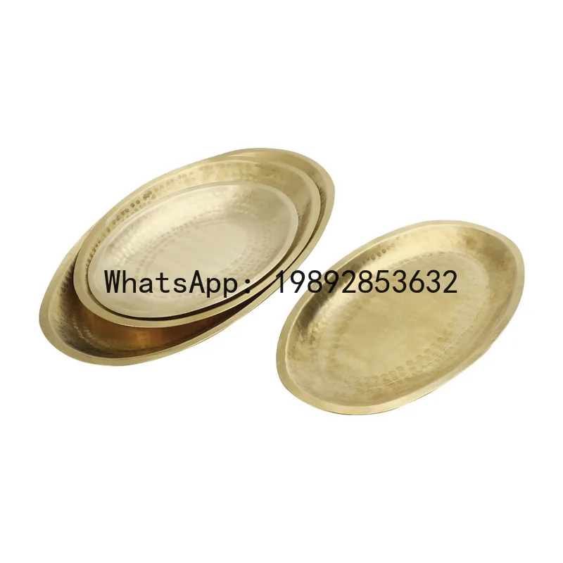 

PYJ hand-beaten pure copper plate egg-shaped plate oval copper basin, plate, plate-2pcs