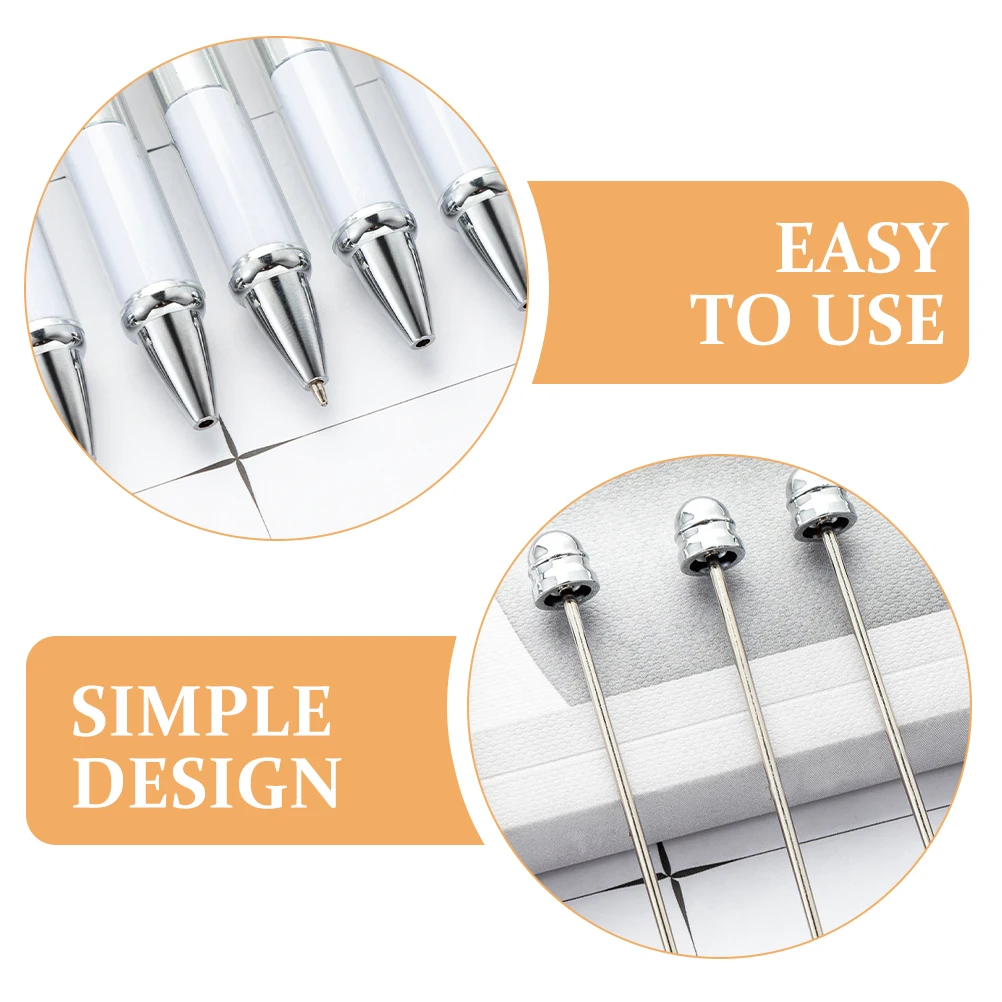 

5 Pcs Beaded Pen Beadable Ballpoint Ink Pens Household with Beads Bulk Plastic Pens.