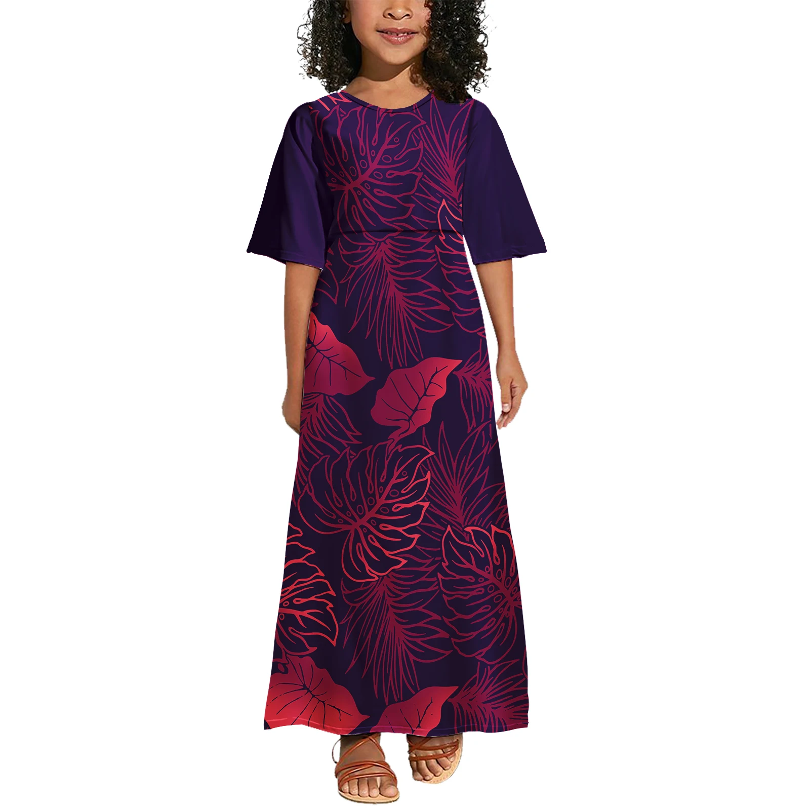 

Summer Party Custom Party Dress For Kids Girls Polynesian Tribal Clothing Tapa Samoa Print Children's Clothing