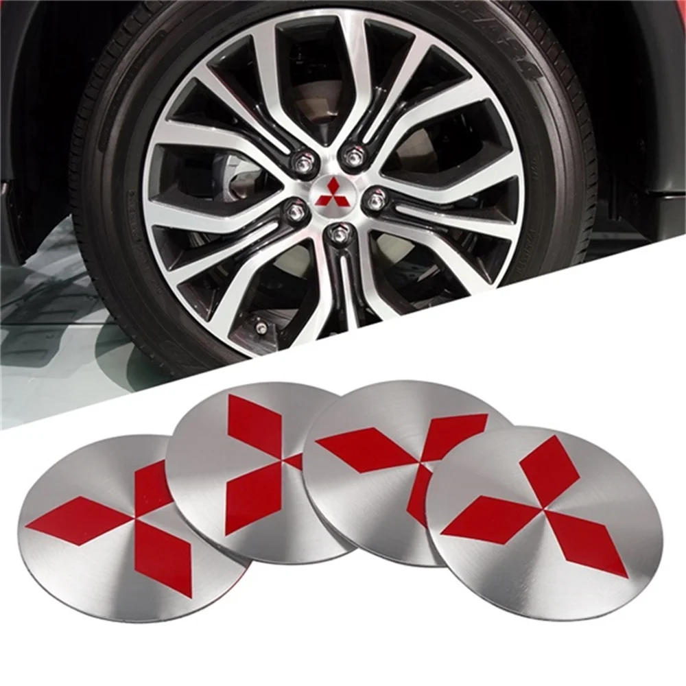 Car Styling Aluminum Wheel Hub Caps Sticker Emblem Decoration For Mitsubishi Lancer ASX Pajero V7 Outlander Eclipse Delica EVO