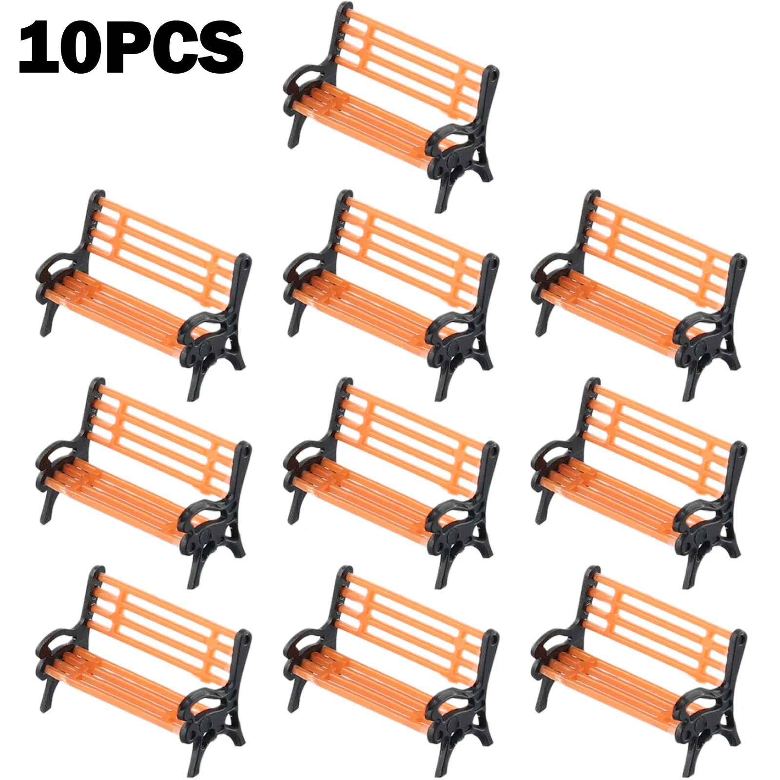 Garden Decoration Model Park Bench 1:87 Bench Chair For HO TT Scale 0.79*0.55*0.35inch/2*1.4*0.9cm 10Pcs Exquisite High Quality