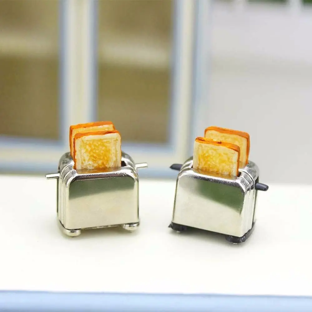 Mini Accessories Decor House Accessories Mini Kitchen Cookware 1:12 Miniature Toaster Mini Kitchen Toy Bread Toast Machine Doll