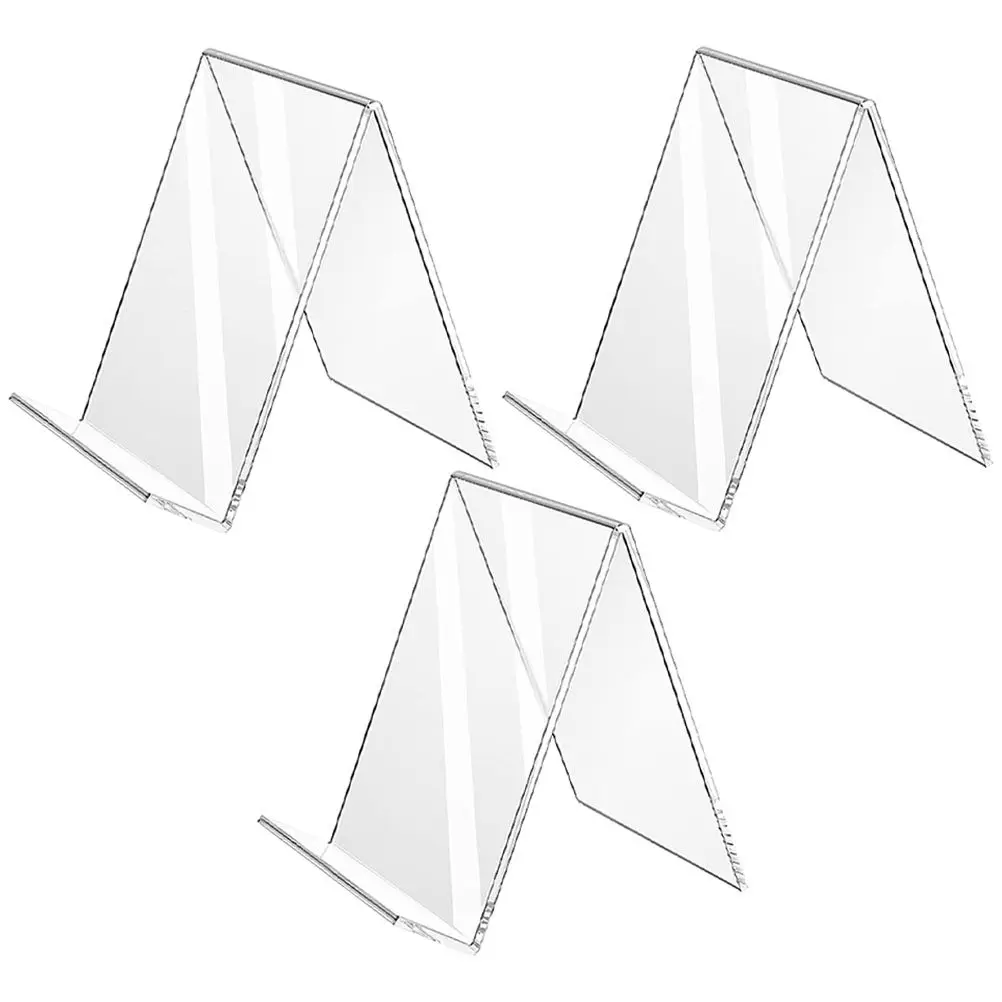 

3Pcs Acrylic Book Stand Clear Desktop Book Display Easel for Organizing Books Albums Magazines Comic Collections Gift