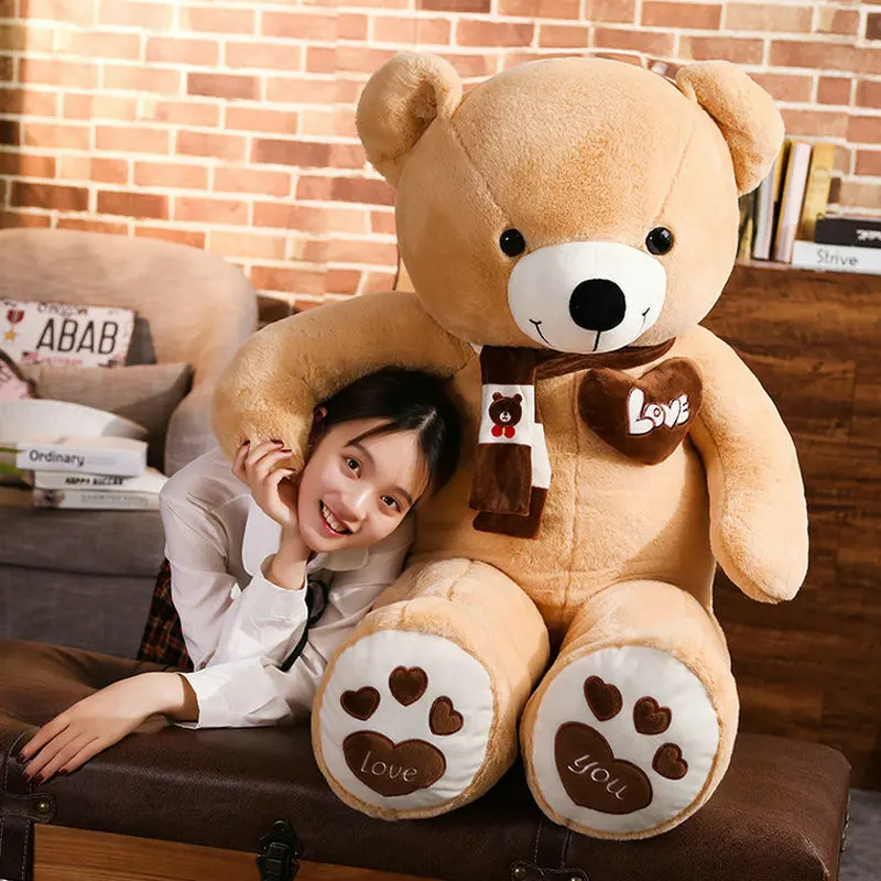 80-120cm Bear Plush Pillow Lovely Cushion Stuffed Soft Animal Toys Sleeping Doll For Girls