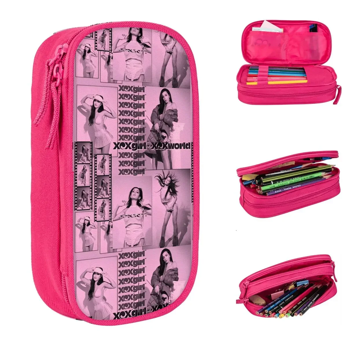 Fashion Charli Xcx Music Pencil Case Pencilcases Pen Box for Student Big Capacity Bag Office Zipper Stationery