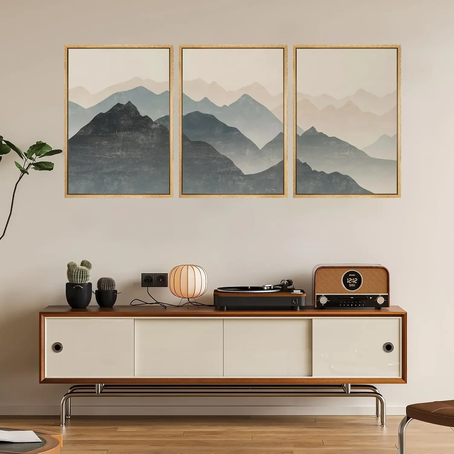 Large-sized frameless 3pcs  /Set Abstract Blue Mountain Landscape Wall Art, Modern Bedroom Living Room Wall Decoration Poster