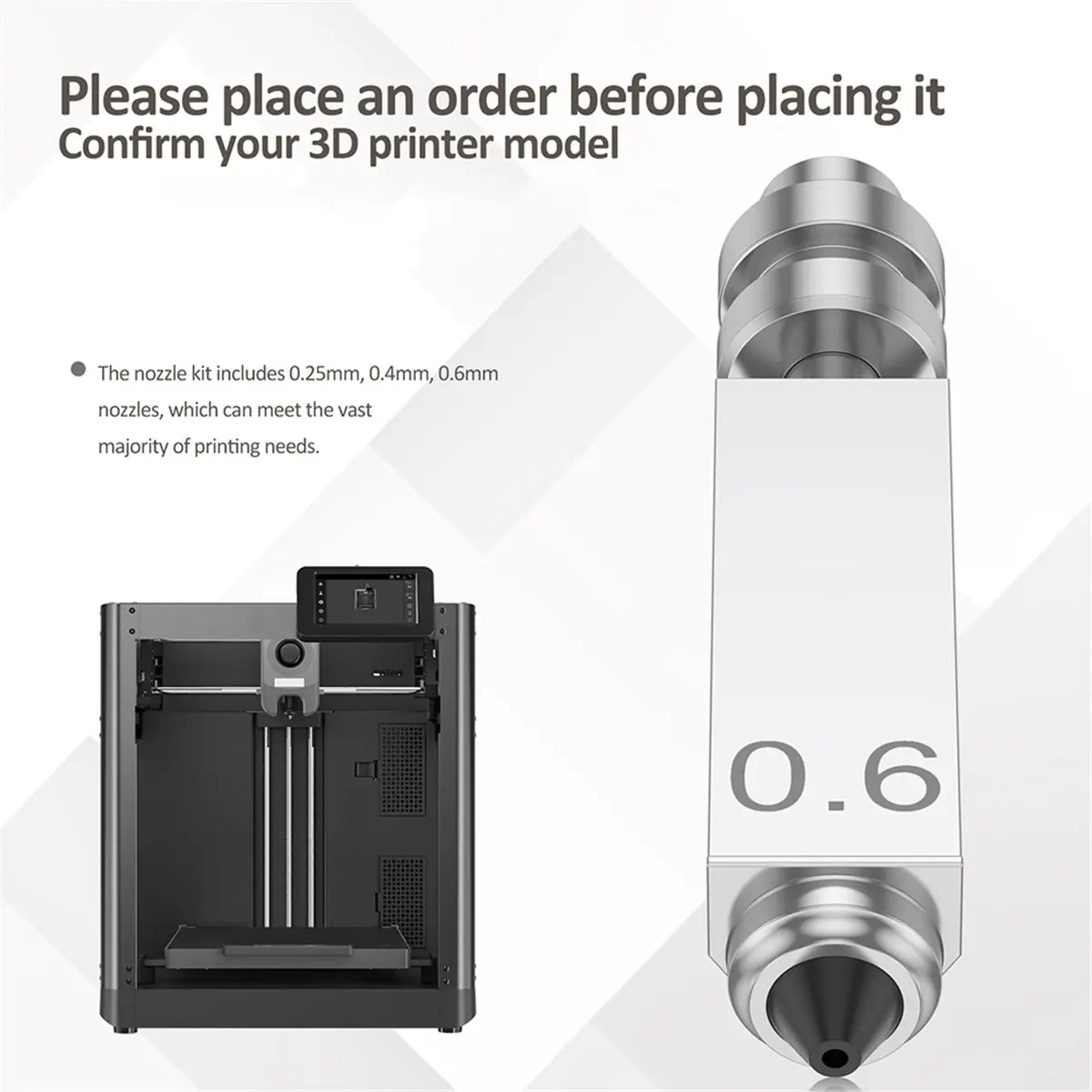 Supernew ABDD 6Pcs Integrated Hotend Nozzle for X Combo 0.4 0.6 0.8mm Hardened Steel Anti-Leakage Metal High Speed 3D Printer