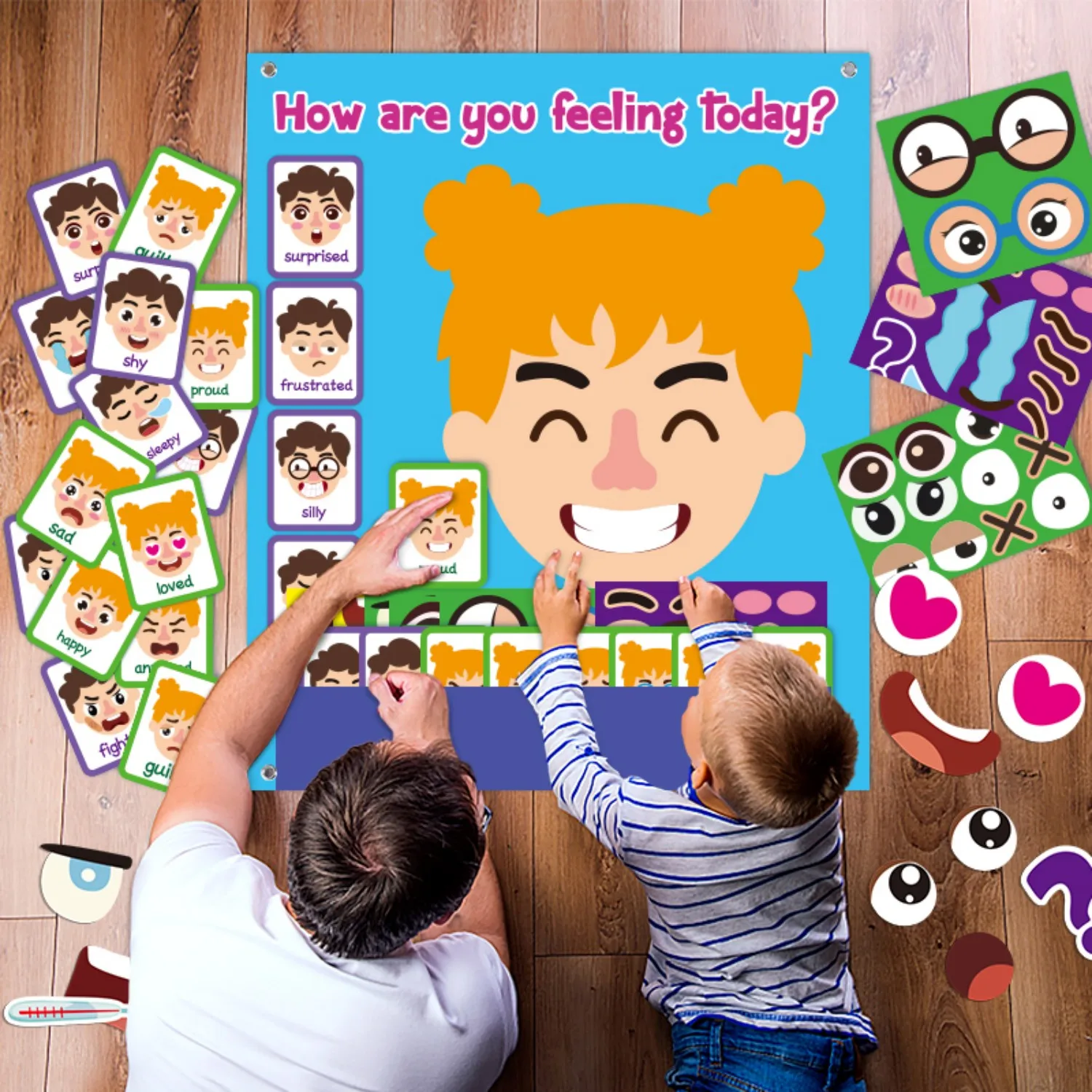 

Feelings Recognition Felt Story Board Learning Toy for Family Interactive, Social-Emotional Expression & Communication Skills