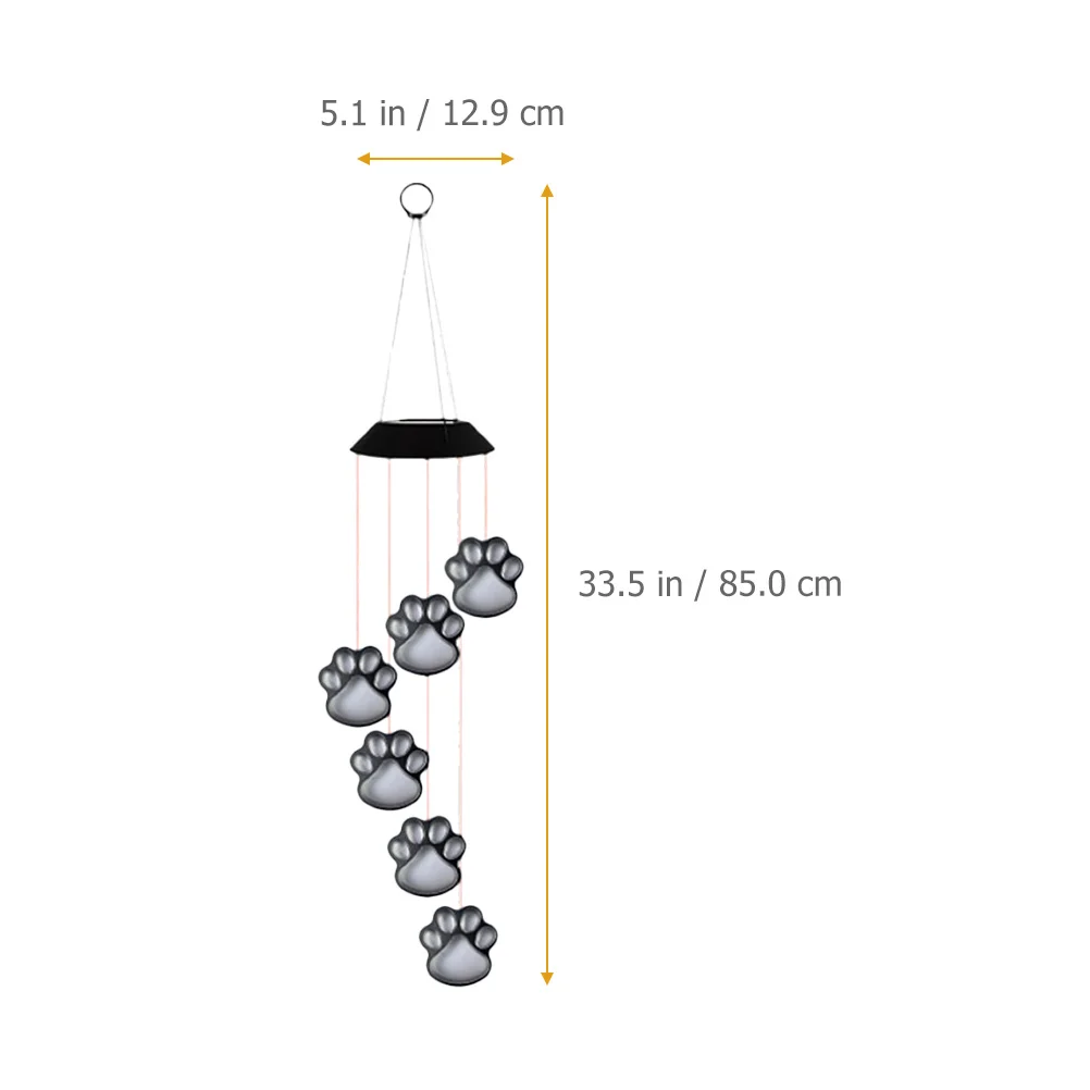 Solar Wind Chime Light Cat Paw Design Waterproof Outdoor Lights for Yard Garden Decoration Solar Powered Wind Bell Lamp