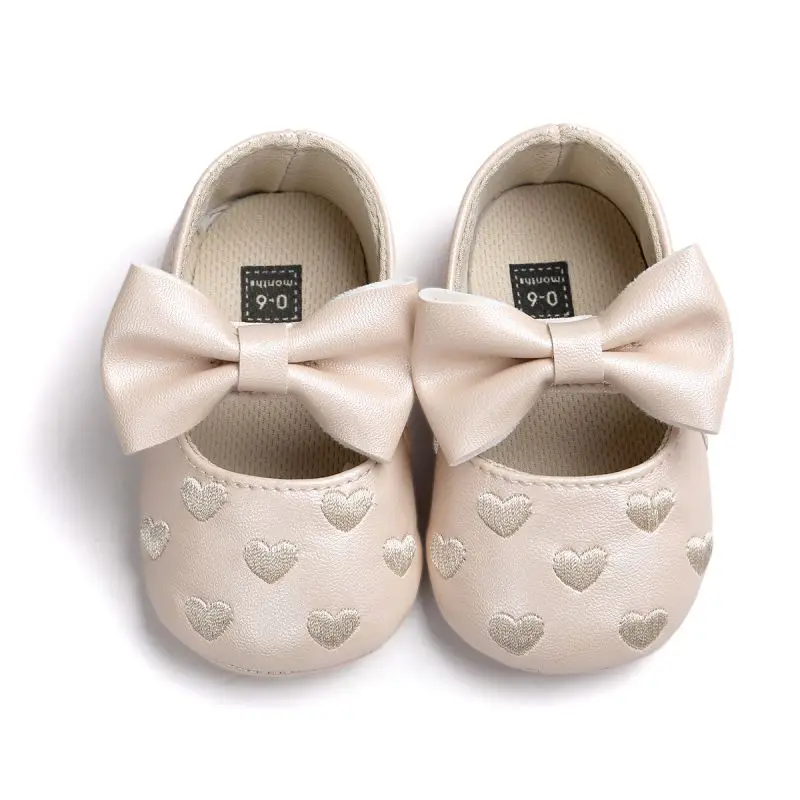 Scarpe Casual per bambini Bowknot Heart Soft Sole Toddler Princess calze per interni scarpe primi camminatori Prewalkers appena nati