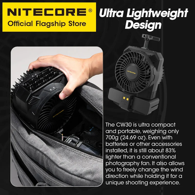 Imagem -04 - Nitecore-cinewind Mini Ventilador de Fotografia Protable sem Cabo Ventilador para Palco Vídeo Curto Casamento Estúdio de Filme Bateria Cw30