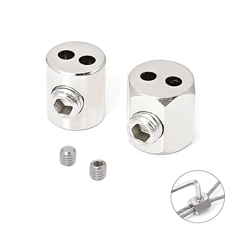 10/20/50/100 peças Abraçadeira de Cabo de Aço Inoxidável, Fixador de Cabo com Parafuso Ajustável, Suporte Metálico de Cobre para Fixação de Lingas