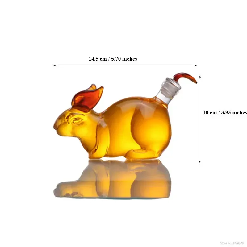 Lead-free glass rabbit shaped animal 150ml wine bottle barware whiskey decanter for Liquor Scotch Bourbon