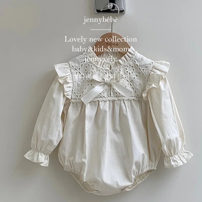 2024 New Spring European American Style Baby Girl Party Dress Long Sleeved Cotton Lace Splicing Kids Princess Dresses