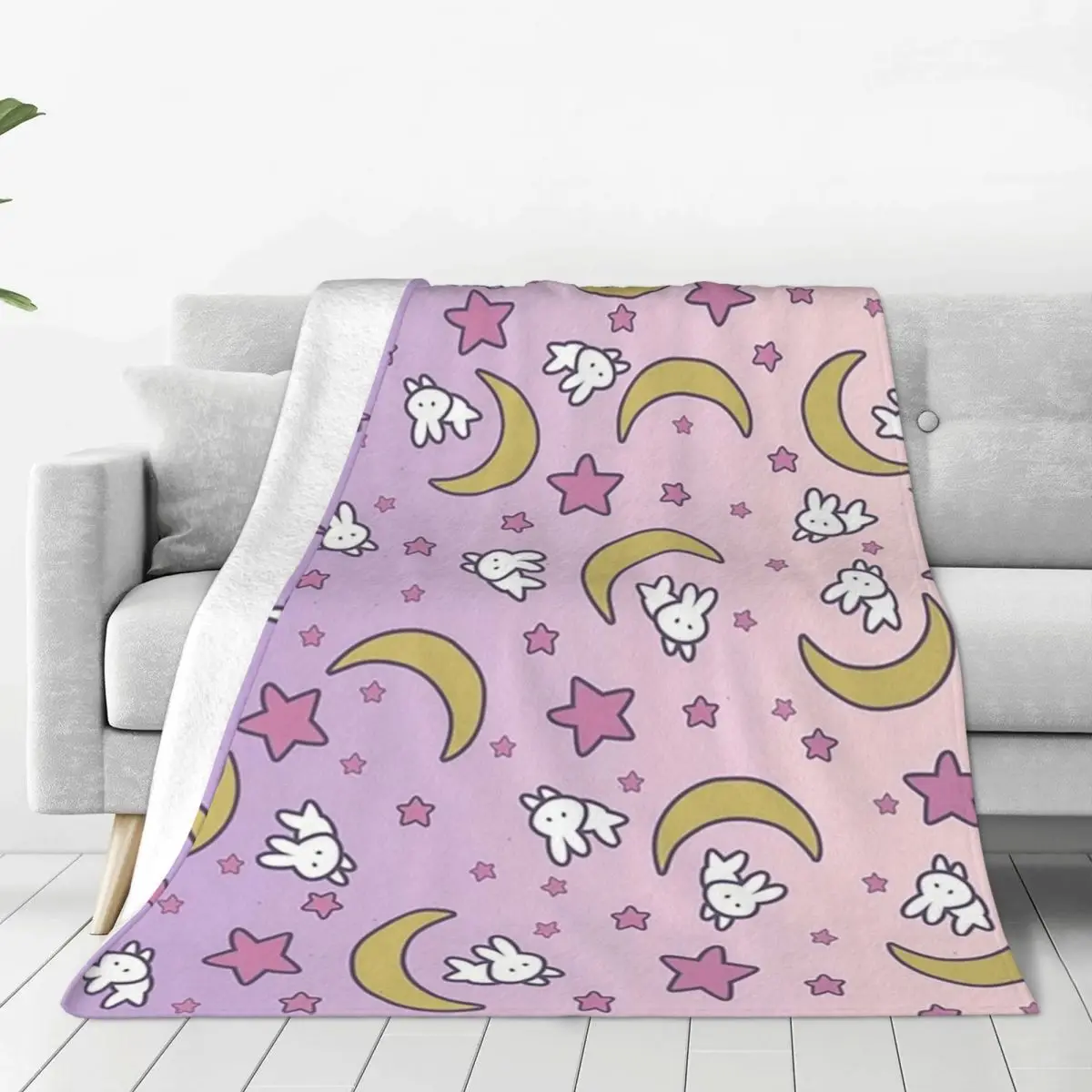 Sailor Moon - Usagi's Print Moon Bunny Blanket Blanket Fleece Super Soft Sofa Throw Blankets For Home Office Throws Bedspread