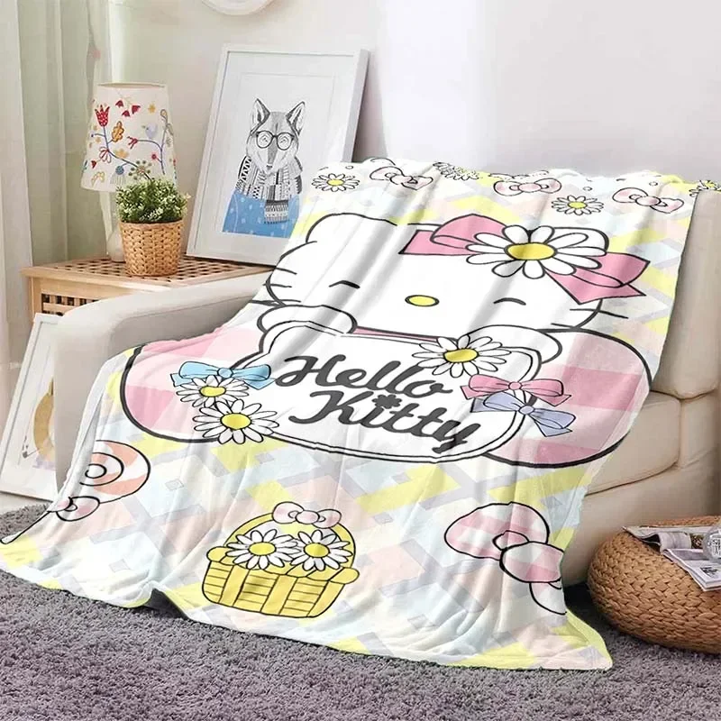 Sanrio Hello Kitty Blanket for Sofa Bed King Size Cute Cat Soft Flannel Throw Fluffy Bed Blanket New Born Winter Blanket Gift