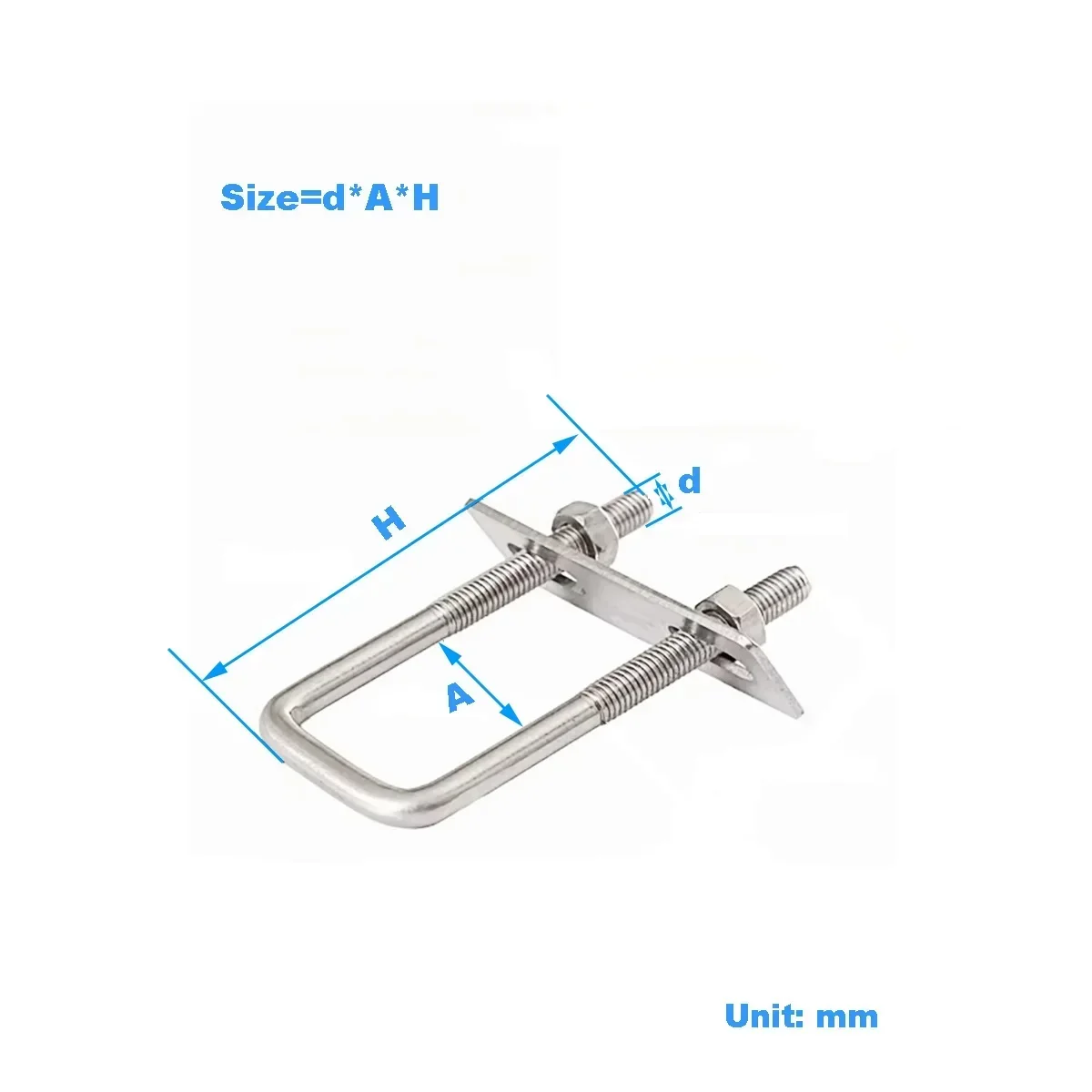 

304 Stainless Steel Square Clamp Right Angle u-Shaped Clamp / U-Shaped Bolt/ U-Shaped Screw Square Tube Fixing Piece M6M8