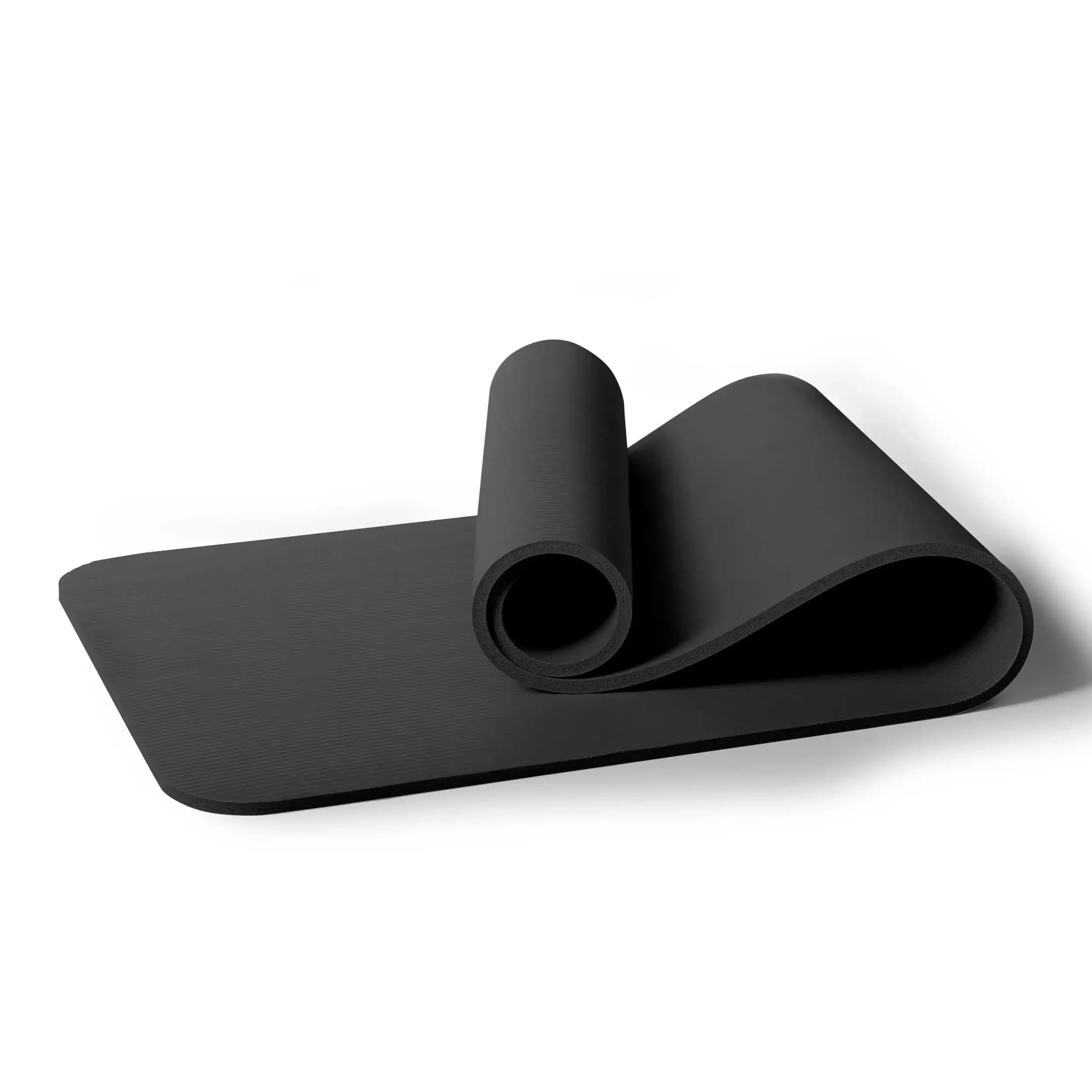 سجادة تمرين سميكة 12 مم لجميع الأغراض، إسفنج NBR مقاس 72 × 24 بوصة، سجادة يوجا غير قابلة للانزلاق مع حزام حمل، لصالة الألعاب الرياضية المنزلية واللياقة البدنية، باللون الأسود
