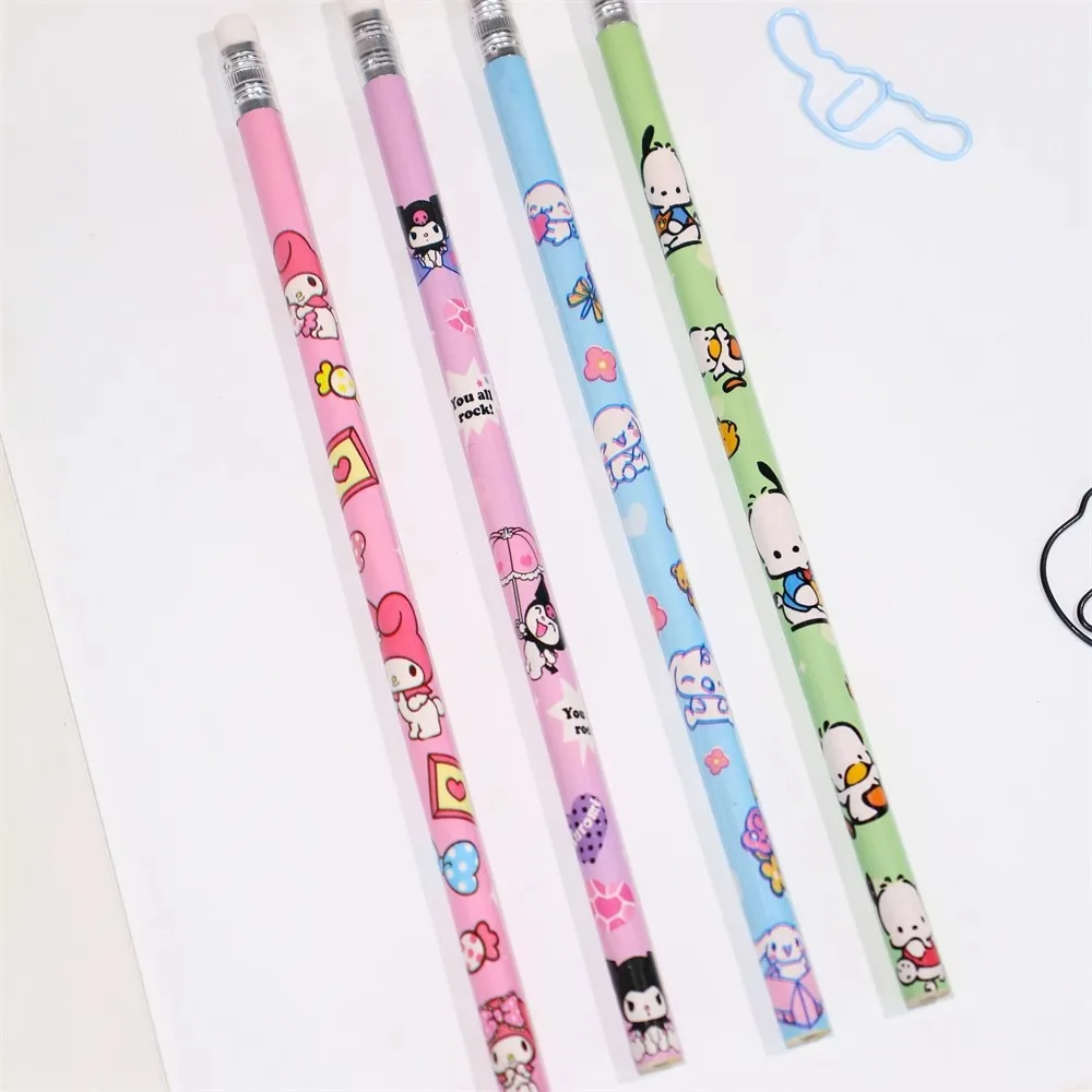 Sanrio Pencil 2B Student Stationery Kuromi Melody Children Stationery Graphite Pencil Box Cartoon Stationery Not Easily Damaged