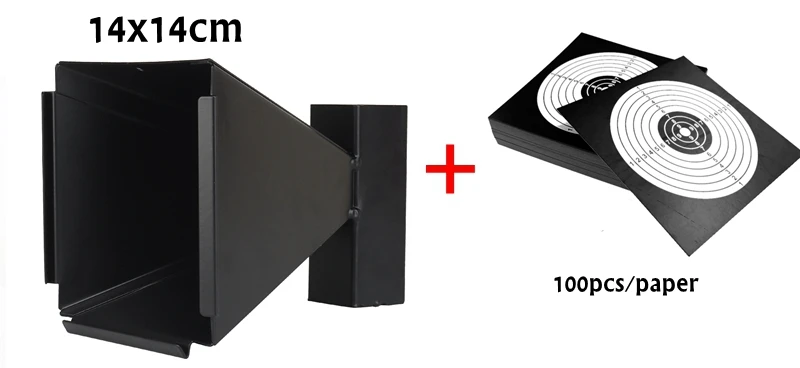 14CM Stalen Doelwit Schietskunst BB Gun Trap Target Bullet Catcher Schietdoel voor Pellet Rifle met 100 stuks papier