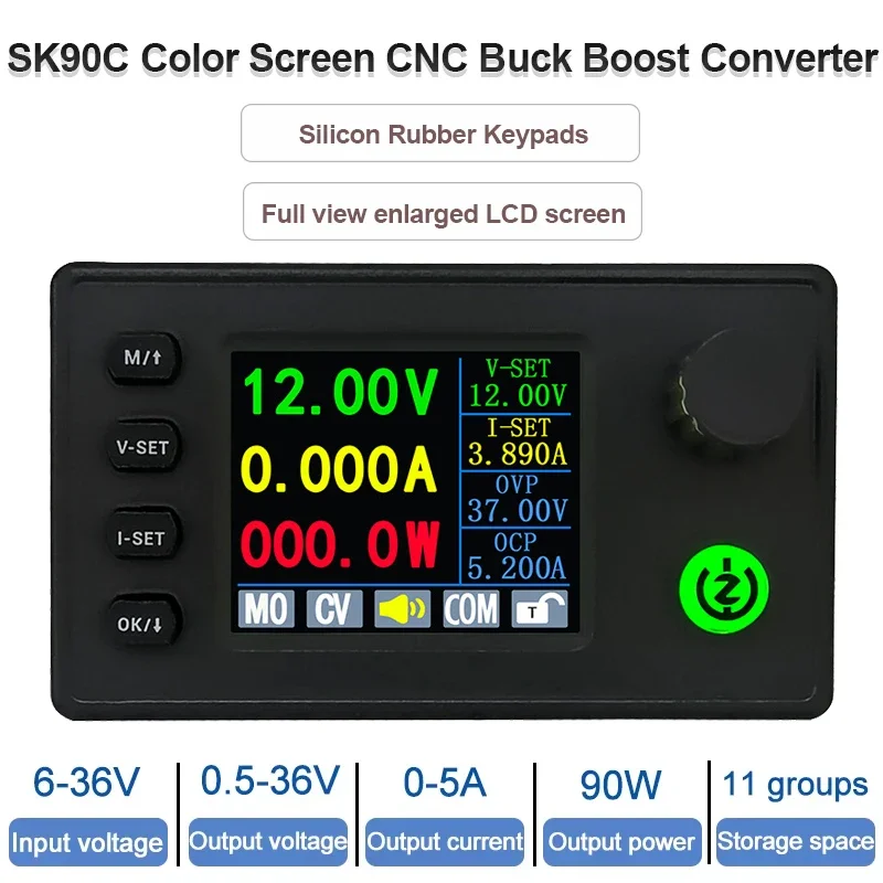 SK40C/SK90C DC Buck Boost Converter CNC Adjustable Voltage Regulation Power Supply CV CC Charging Module with/no Color Screen