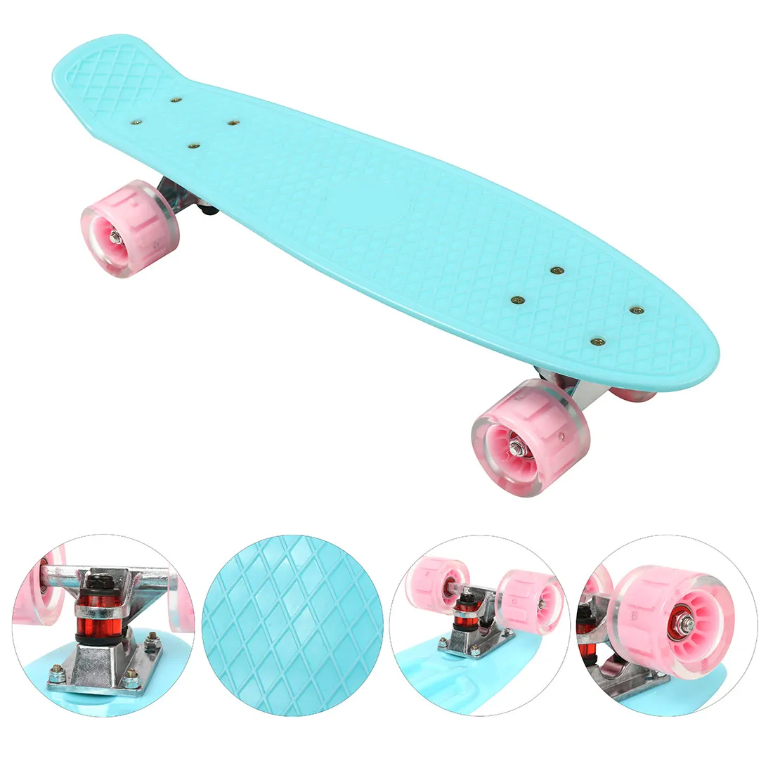 22 Inch Skateboards Complete Plastic Mini Cruiser Retro Skateboard Classics For Kids Boys Girls Teens Youths Adults Beginners