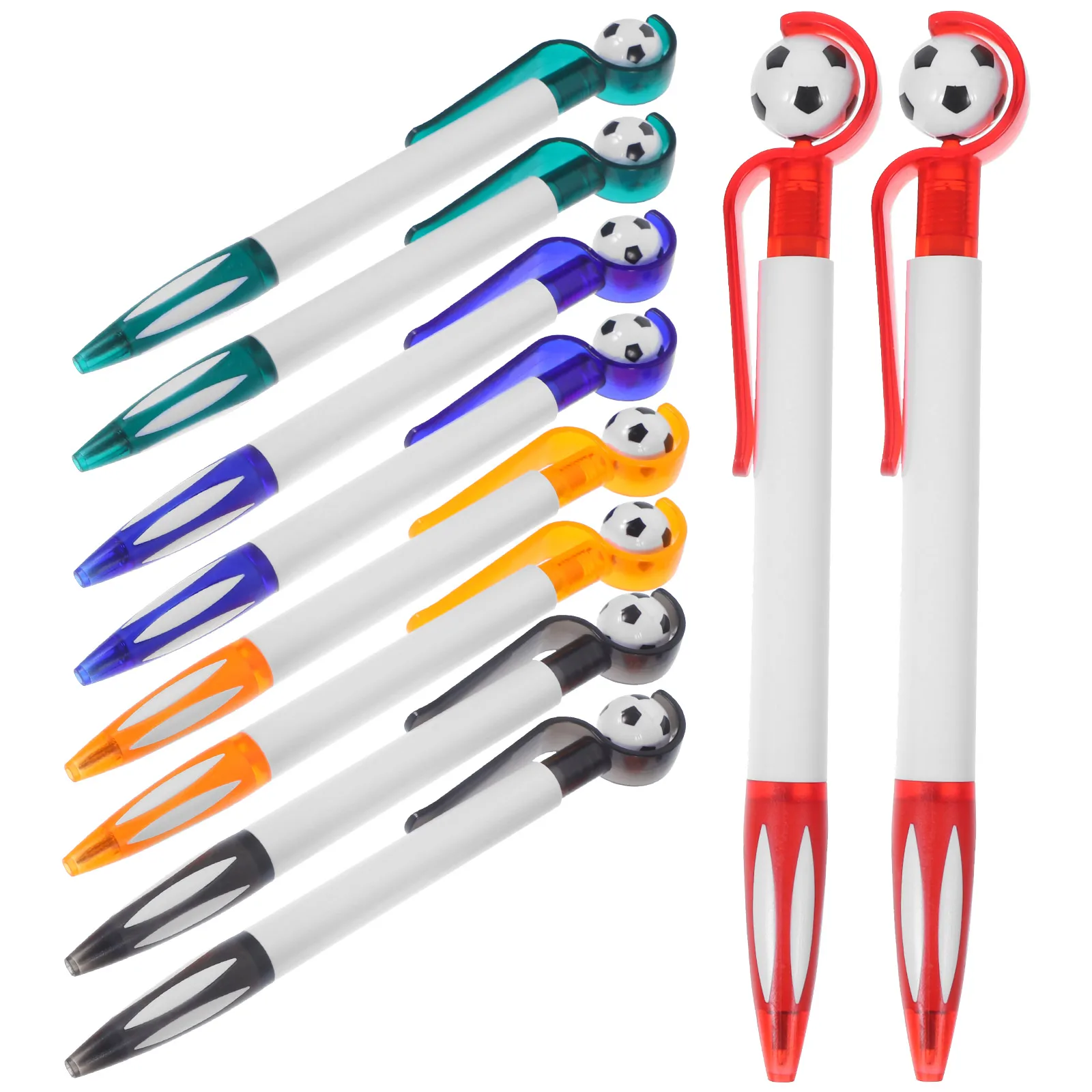 

10Pcs Football Ballpoint Pen with Pocket Clip Detachable Refillable 0.5 Nib Smooth Writing Football Gift for Kid Adult