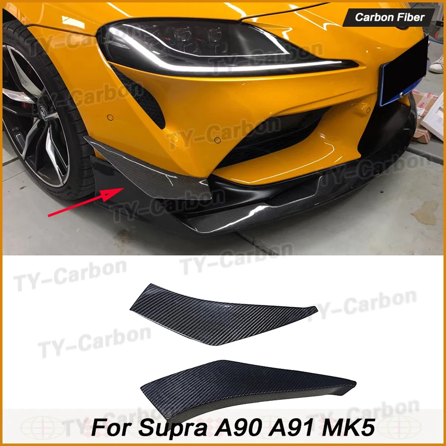 

Real Carbon Fiber Car Side Spoiler Front Splitter for Toyota supra A90 A91 MK5 2019+ Front Bumper Fins Splitters Trim Body Kits