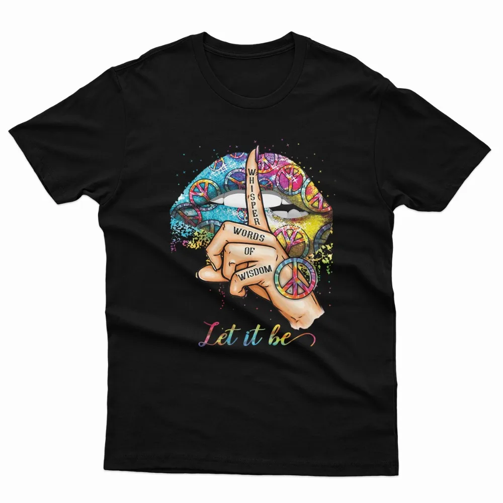 Whisper Words Of Wisdom Let Peace Signal Dripping Lips Unisex T Shirt Tops  Comfortable Personality streetwear round neck