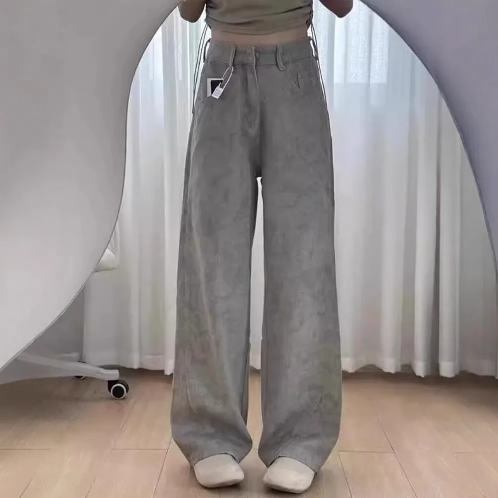 جينز نسائي صيفي جديد فضفاض بخصر عالٍ وقصة مستقيمة متوسطة التمدد من مزيج القطن خفيف الوزن من قماش الدنيم #2