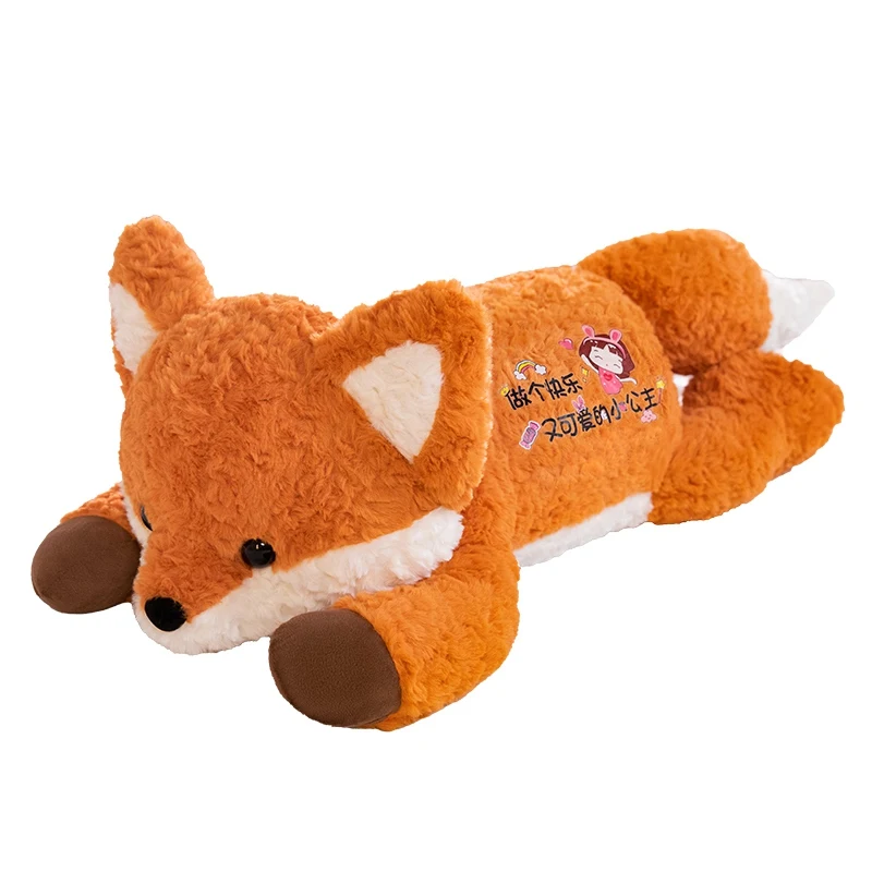 100 cm Grote Kawaii Vos Knuffels Cartoon Knuffeldier Leuke Zachte Knuffelige Baby Plushie Kussen Liggen Gevoelig Speelgoed voor Meisjes Gift Decor - afbeelding 2