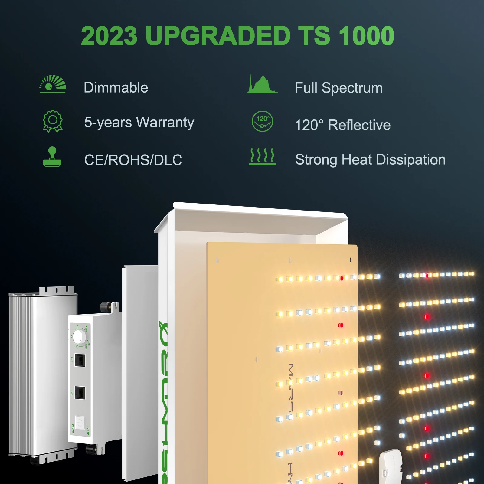 2024 Mars Hydro TS 1000 150W Led Grow Light Full Spectrum Quantum Board Phytolamp for Indoor Plants Hydroponics System