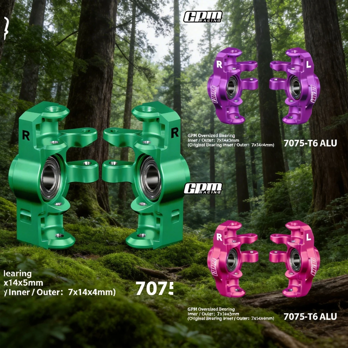 

GPM 7075 Alloy Front Steering Block Larger Bearing For ARRMA 1/16 Mini Kraton 3S ARA2508S