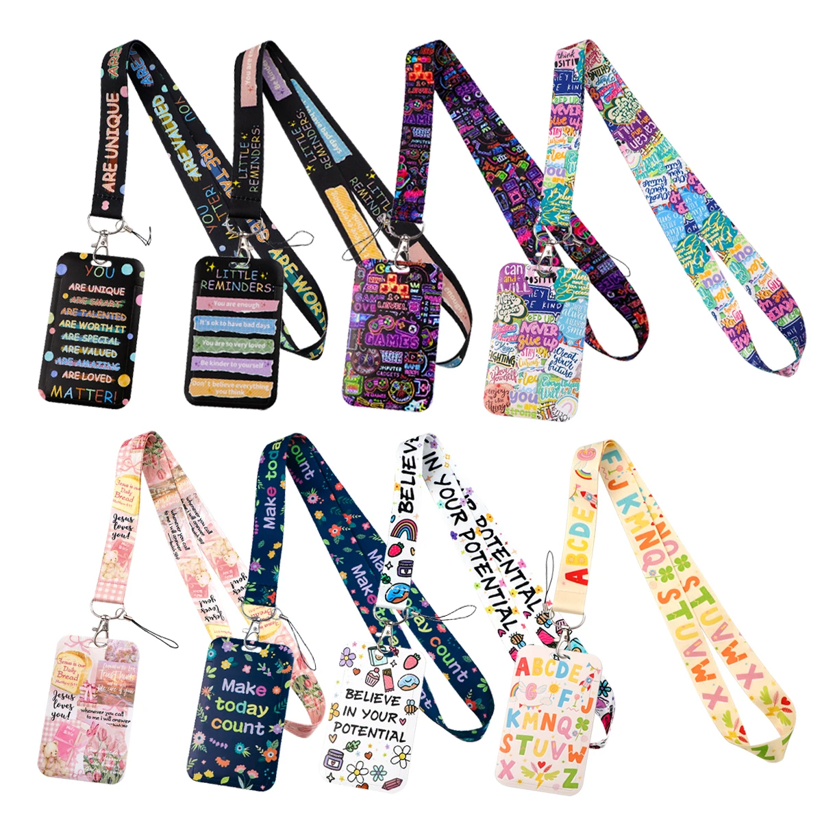 Colorful Rainbow Quotes Credential Holder Funny Phrase Lanyards for Key Neck Strap For Card Badge Gym Keyring Accessories Gifts