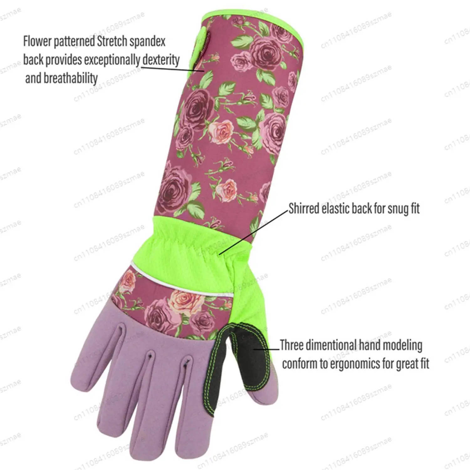 Gardening Gloves Long Sleeve Printed Anti Thorn Slip Resistant Comfortable Breathable for Yard Farm Landscape Maintenance