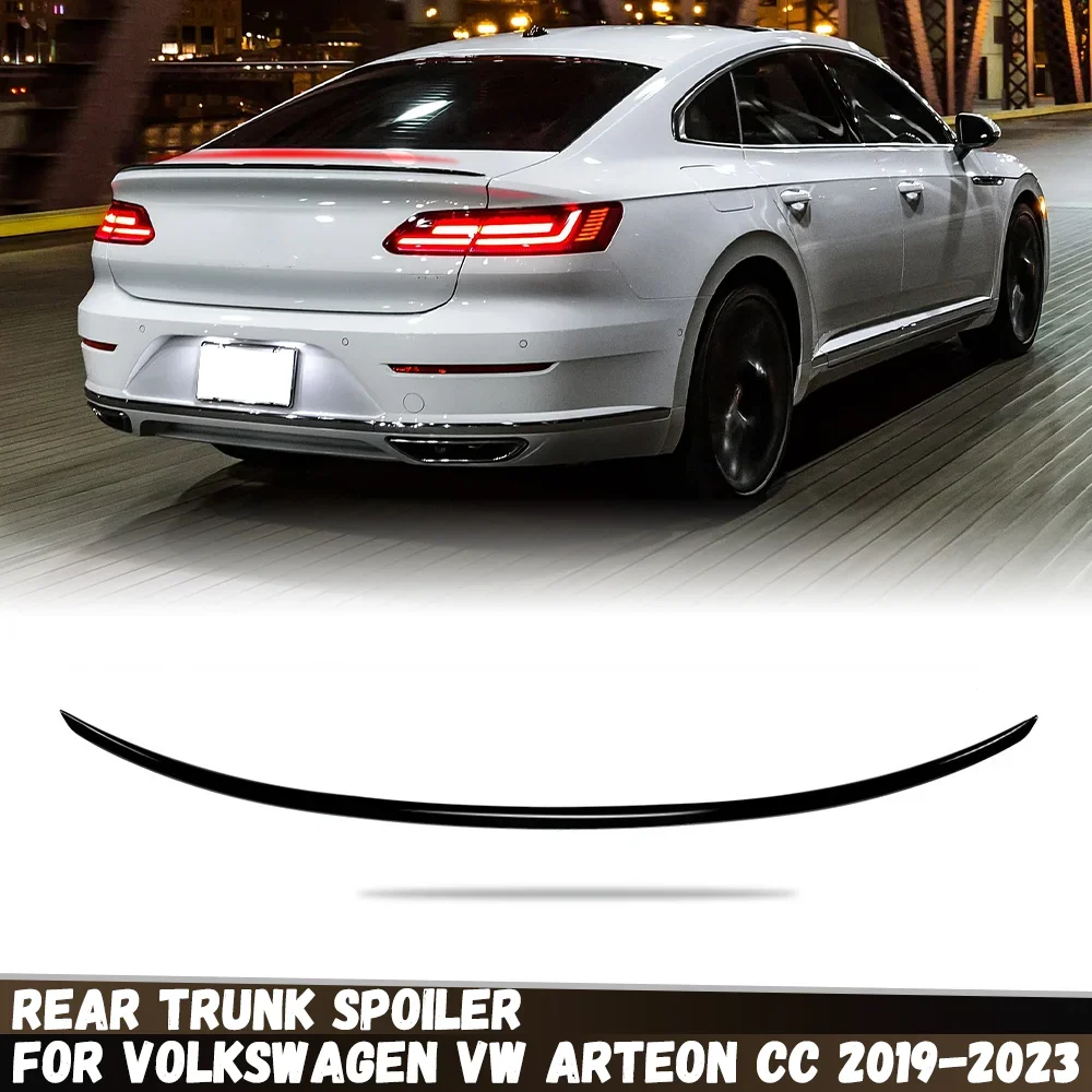 جناح سبويلر خلفي أسود لامع لسيارة Volkswagen VW Arteon CC 2019 2020 2021 2022 2023 أطقم سبويلر خلفية ضبط ABS
