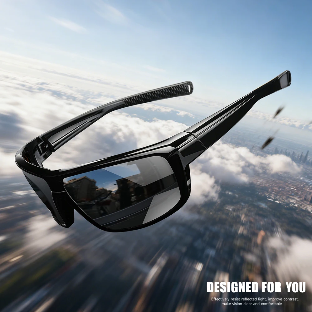 Polarisierte Sonnenbrille für Herren, UV400, bequem, leicht, Angeln, Fahren, Radfahren, Schutz, blendfrei, klare Linse