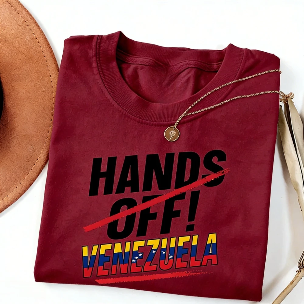 Hands Off Venezuela Shirt Political Tee Latin America Solidarity Tshirt Freedom Statement T-Shirt Venezuela Men Women Cotton Top