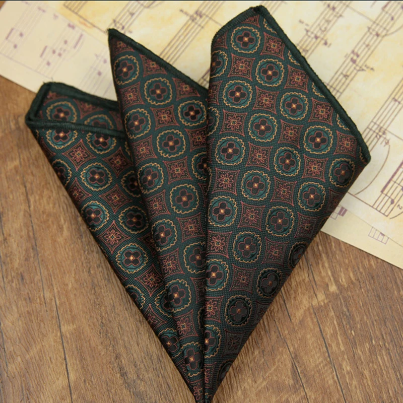 Classic Striped Pocket Square, Green Dots Design