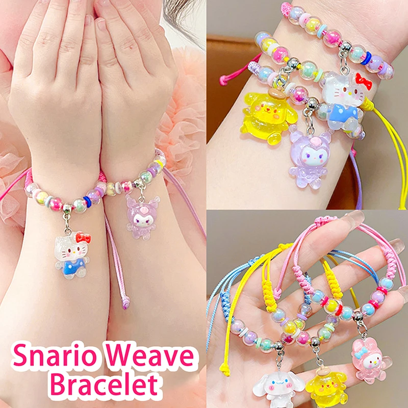 Sanrio Kuromi Mylody Perle Perlen Armband Cartoon Anime Charme Webart Armband Handgelenk Schmuck Paar Valentinstag Geburtstags geschenk