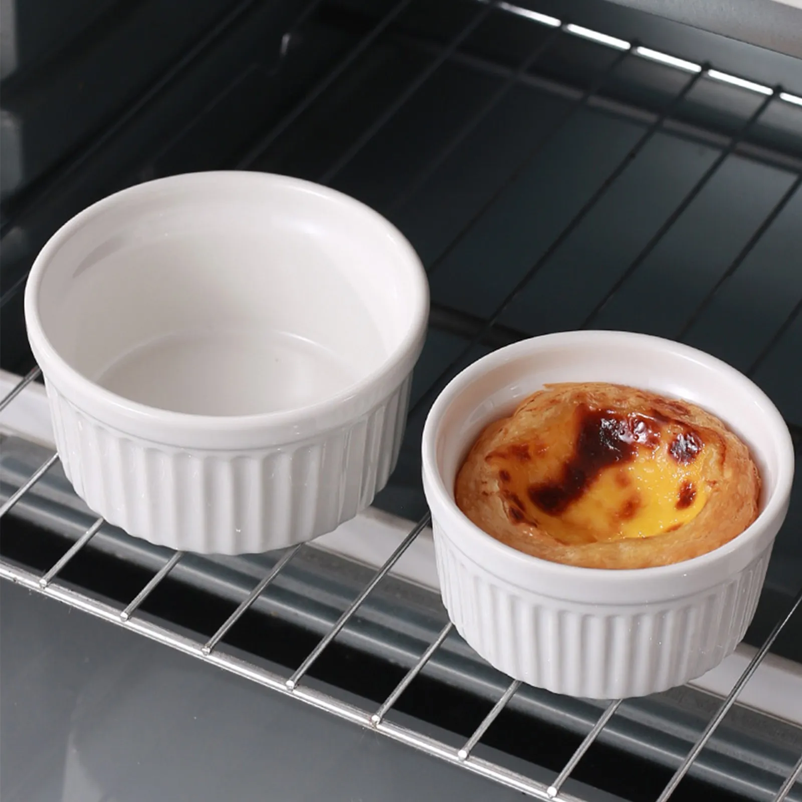 4 pz ceramica Ramekins ciotole forno sicuro Creme Brulee Ramekins budino crema pasticcera tazze Souffle Ramiken immersione salsa piccola ceramica