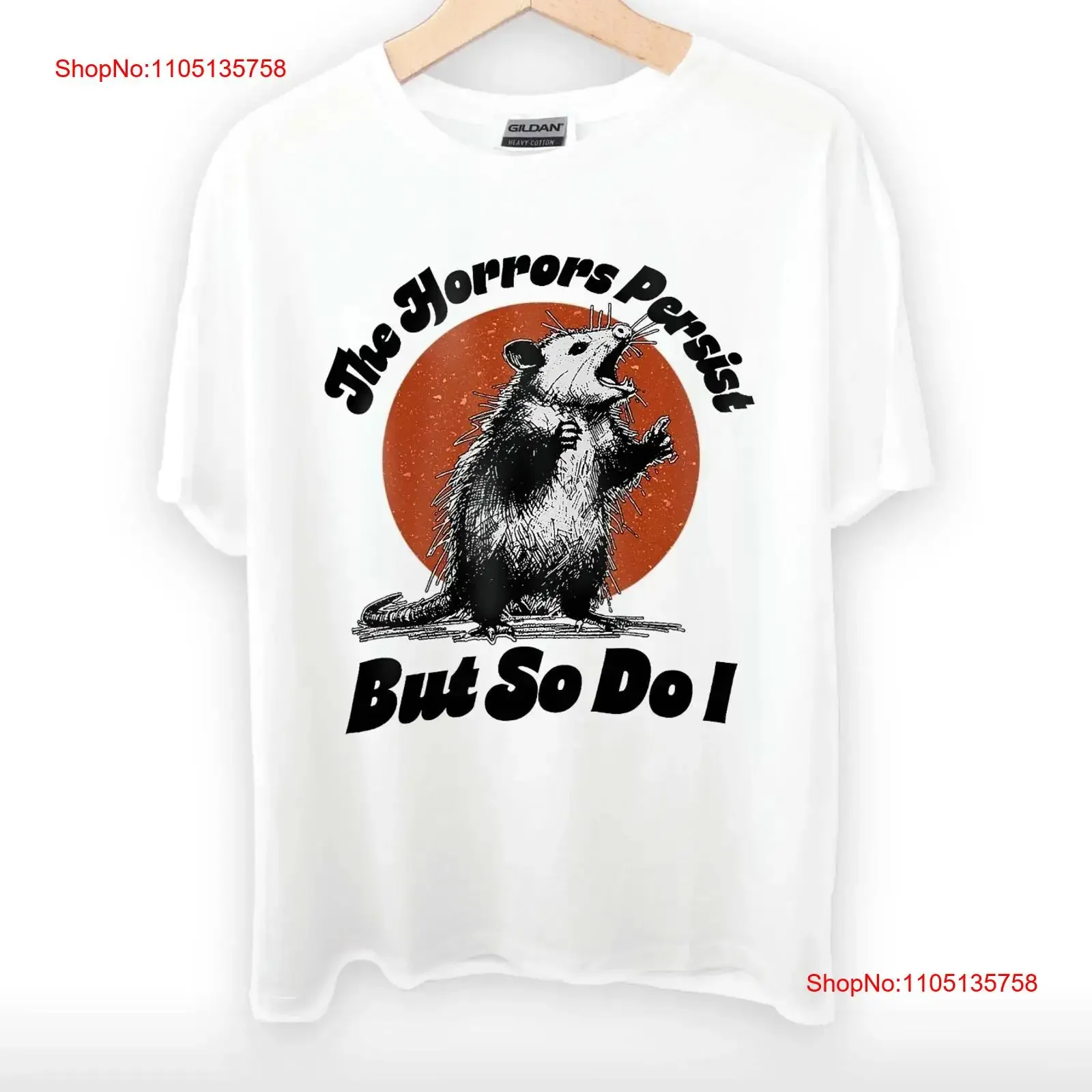 Les horreurs persistes mais puis faire je drôle en colère possum t-shirt vintage lavé unisexe graphique polyvalent décontracté confortable